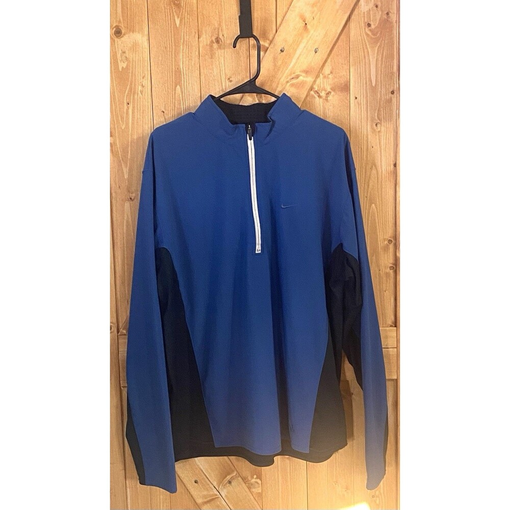 Nike Sphere Men’s XL Blue Black Half Zip Running Pullover Thermal Top Swoosh